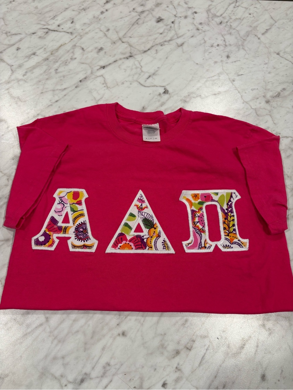 Gildan Hot Pink Short Sleeve Tee with Colorful ADPI Stitched Letters